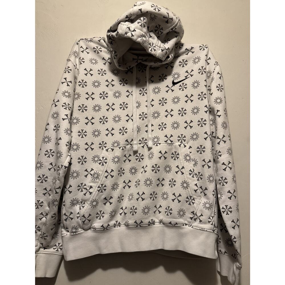 Nike Sportswear Club Fleece Monogram Hoodie Men’s Sz S FJ1635-100 White